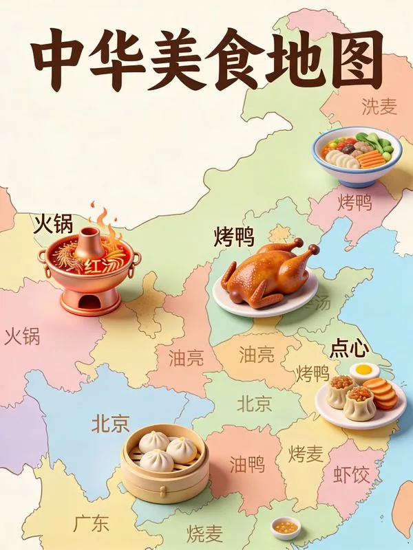 Example image for the Chinese Food Map Infographic Poster prompt