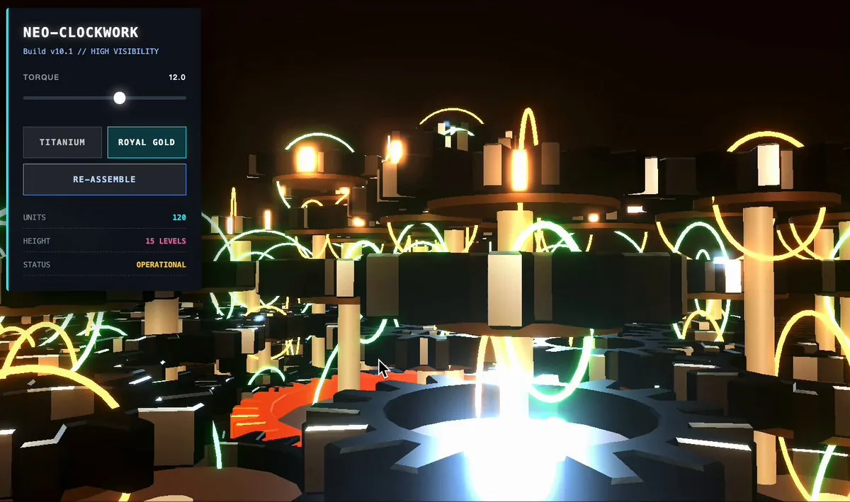 Example image for the Multi-level gear linkage system animation prompt