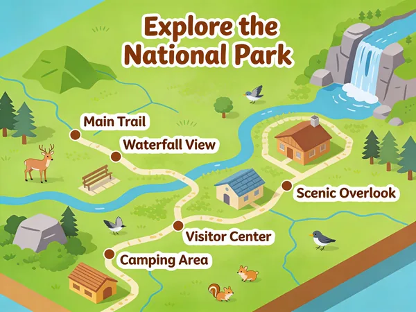 Example image for the Isometric National Park Map prompt