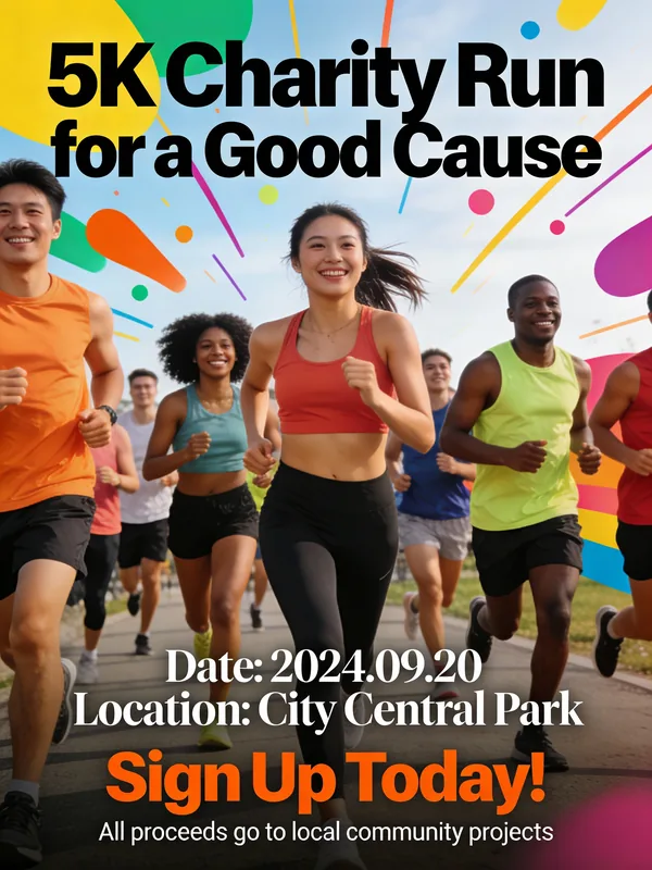 Example image for the Energetic 5K Charity Run Poster prompt