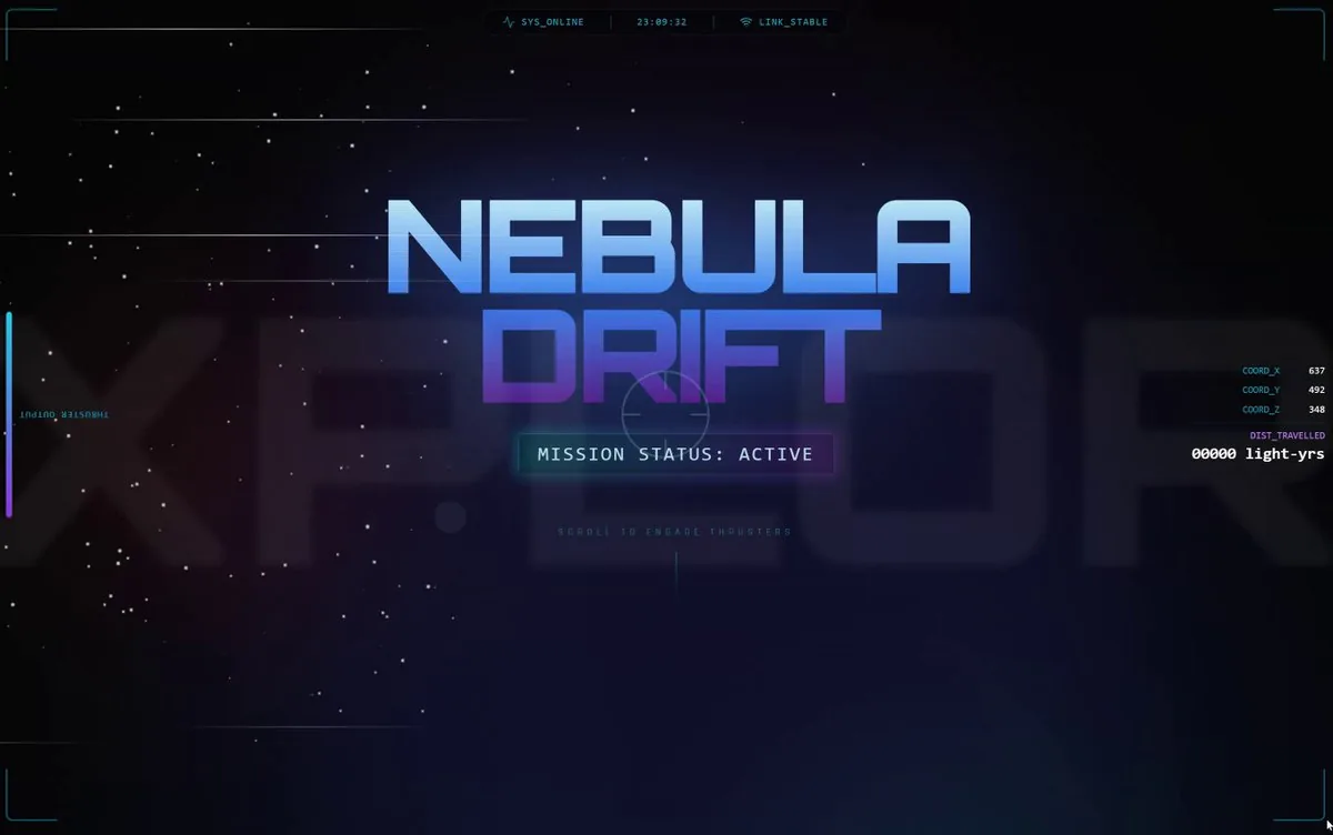 Example image for the Parallax scrolling homepage with explosive visual effects prompt