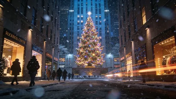 Example image for the NYC Christmas Night prompt