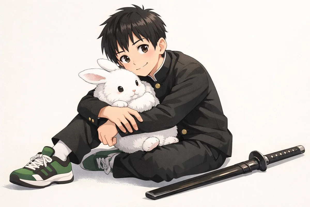 Example image for the Exorcist with Fluffy Rabbit Ears and Apprentice Rabbit Familiar prompt