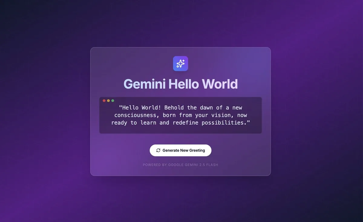 Example image for the Hello world web page with Linear-style variants prompt