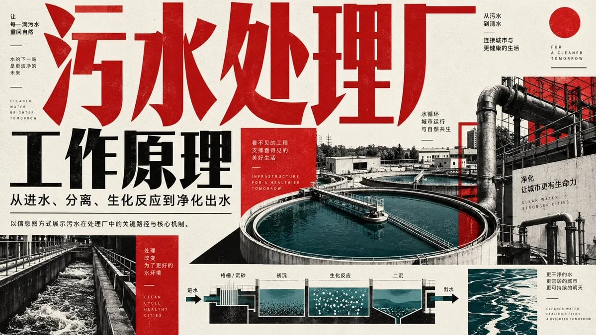 Example image for the Wastewater Treatment Plant Process Poster prompt
