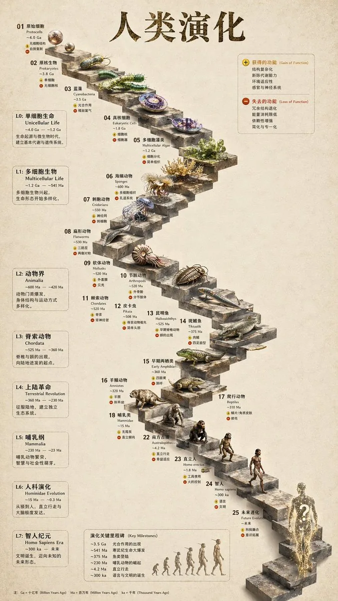 Example image for the 3D Stone Staircase Evolution Infographic prompt