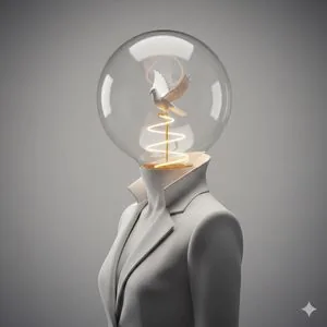 Example image for the Surreal Conceptual Art Prompt: Light Bulb Mannequin prompt