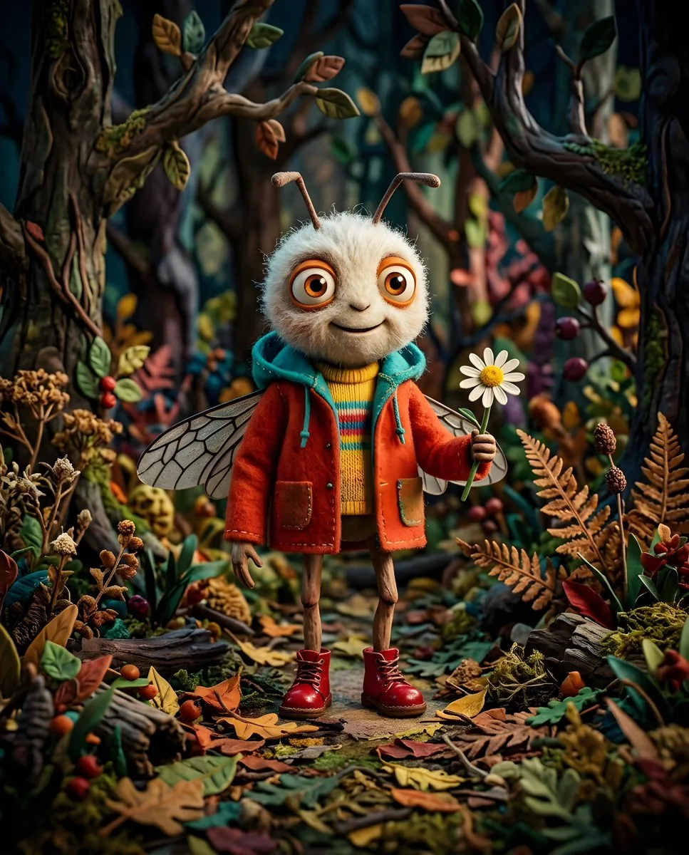 Example image for the Whimsical Anthropomorphic Friendly Insect prompt