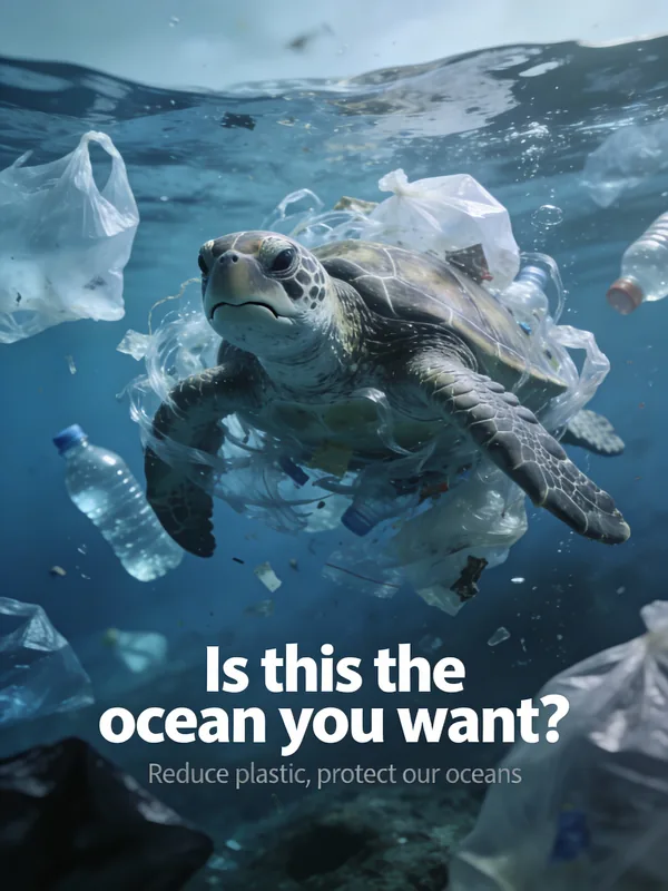 Example image for the Plastic Pollution PSA Poster prompt