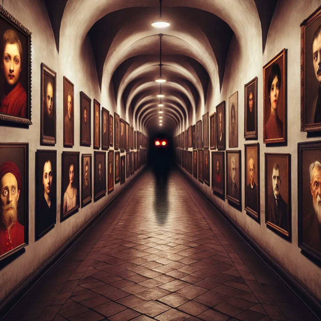 Example image for the Eerie Hallway with Shadow Creature prompt