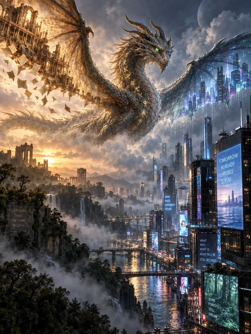 Example image for the Intricate Poetic Dragon Fantasy Text prompt