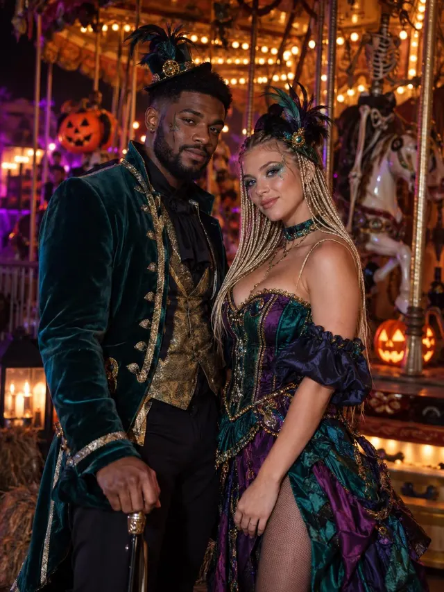 Enchanted Carnival Duo Halloween AI photo style: example 1