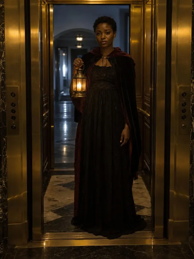 Haunted Elevator Halloween AI photo style: example 1