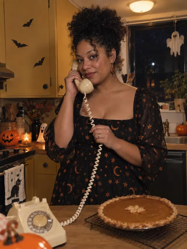 Retro Kitchen Call Halloween AI photo style: example 1