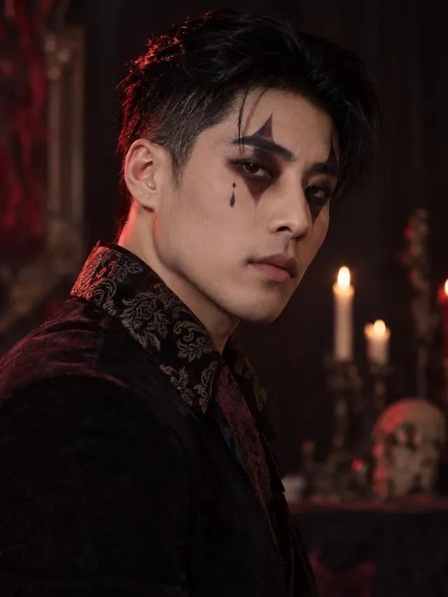 Dark Harlequin Halloween AI photo style: example 1