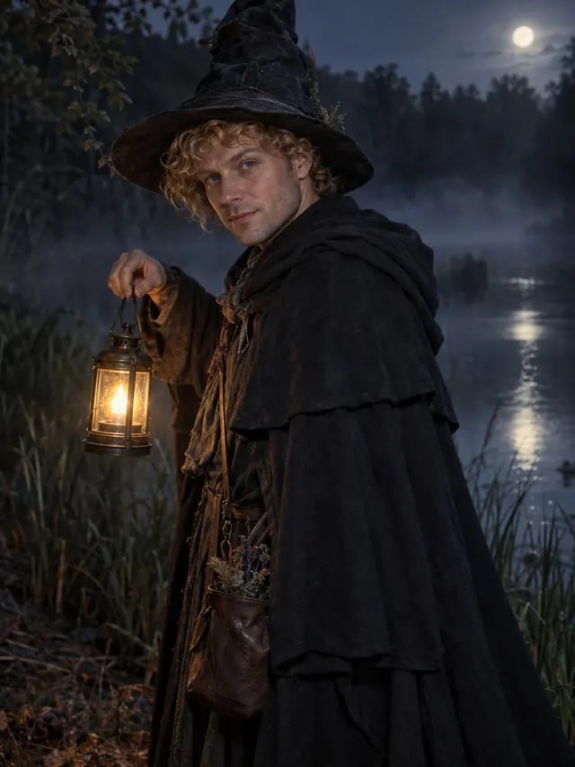 Moonlit Witch Halloween AI photo style: example 1