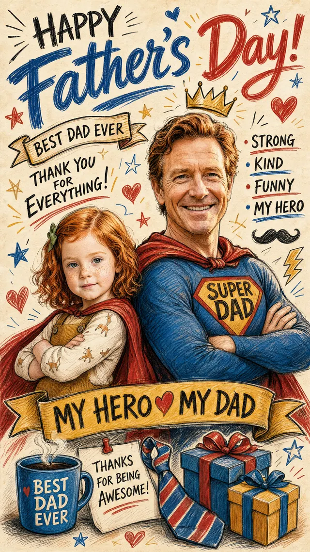 Father's Day Superhero Illustration: example 1