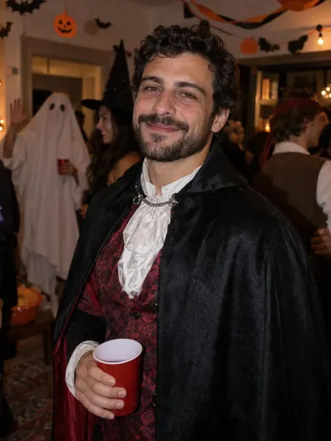 Ghost Photobomb Halloween AI photo style example