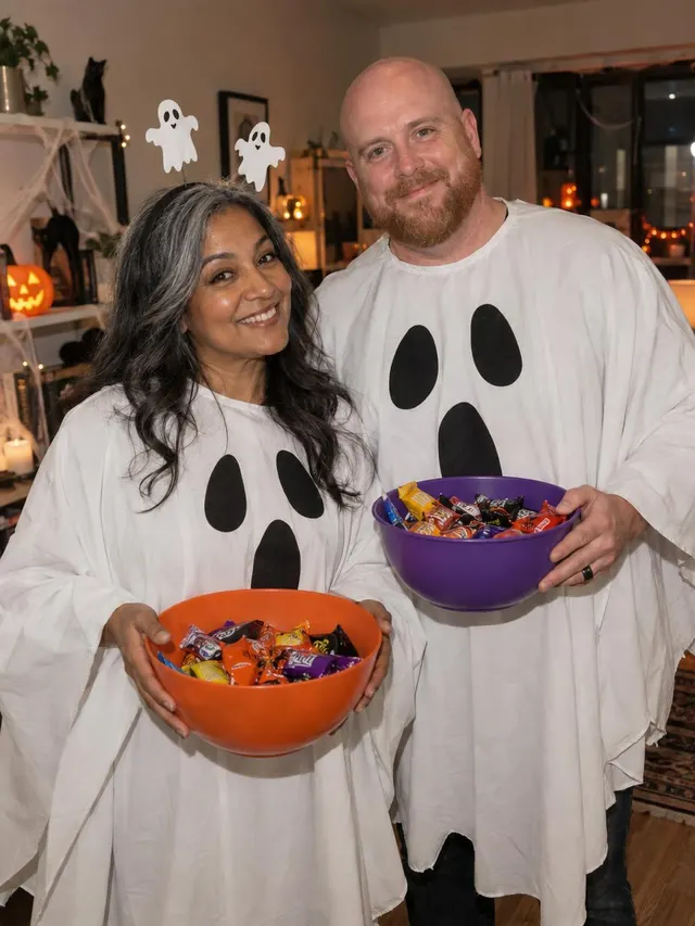 Ghost Party Duo Halloween AI photo style: example 1