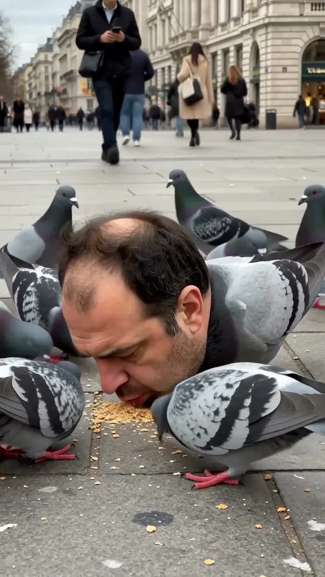 Pigeon Head Swap AI Video: example 1