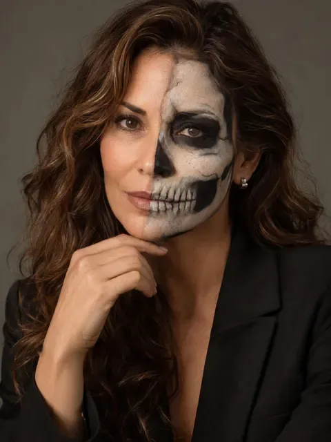 Skeleton Glam Halloween AI photo style example